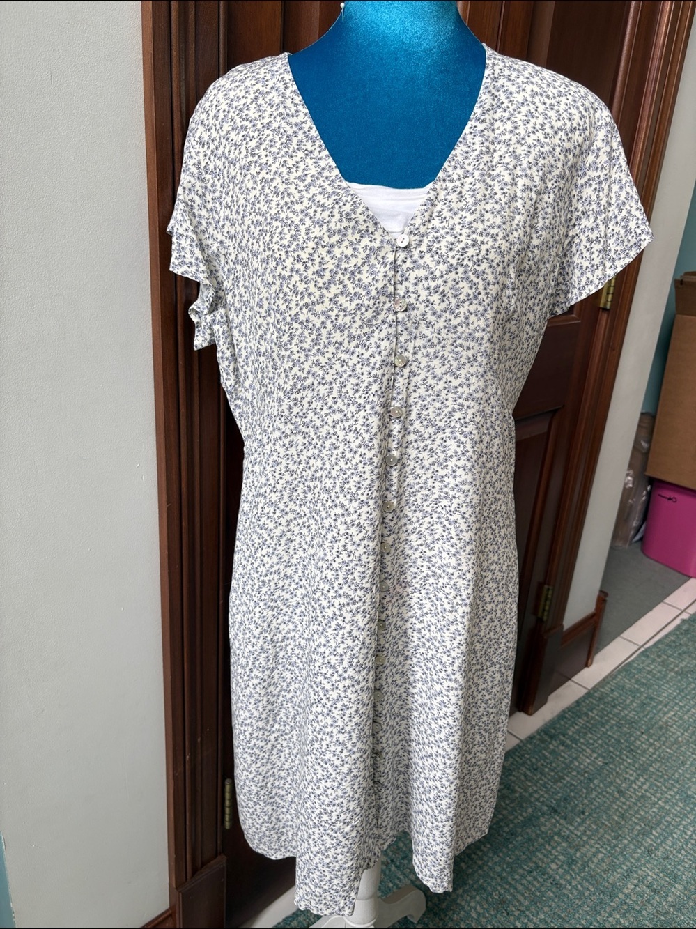 Rails Dress  Floral in Blue /Cream  Helena Blue garden Crepe texture  lined